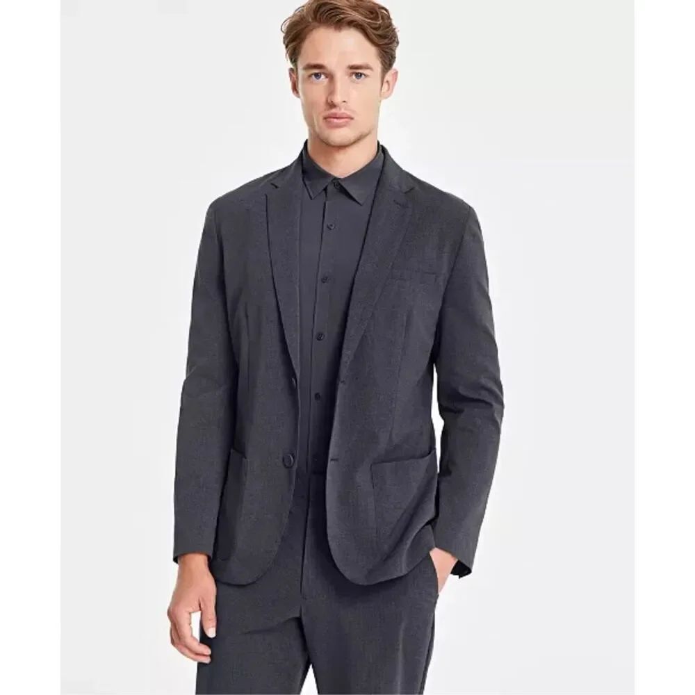 Alfani NWT Regular Fit Breathable Airflow Suit Jacket Ebony Grey 3XL